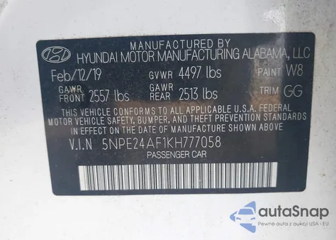 2019 Hyundai Sonata Se из США, поврежденный, VIN 5NPE24AF1KH777058